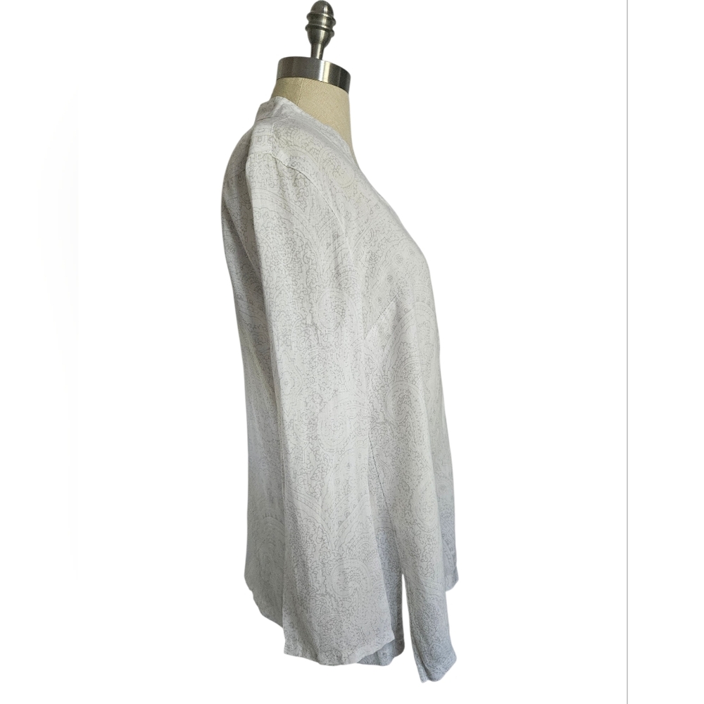 Sigrid Olsen Medallion Pattern Split Neck Linen T… - image 2